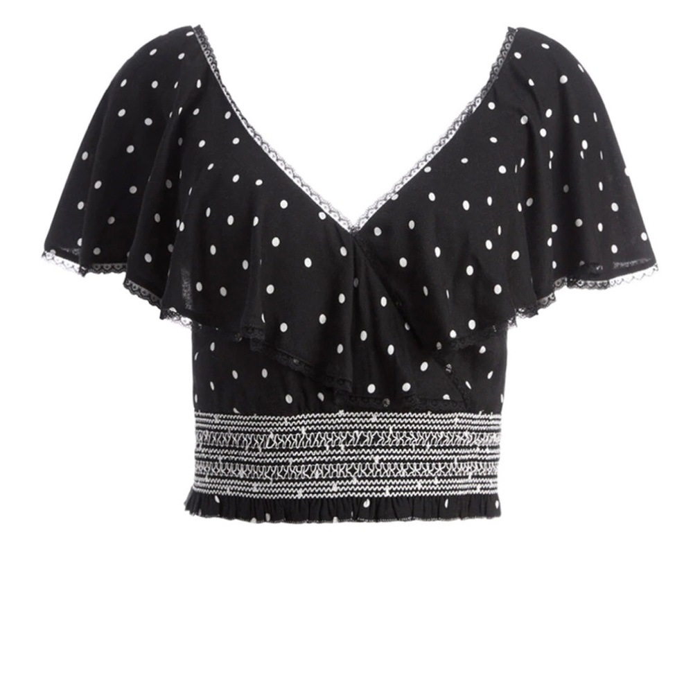 Alice + Olivia Reese ruffle trim top, small